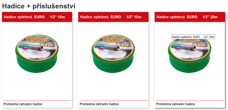 Hadice a příslušenství - proklik do e-shopu